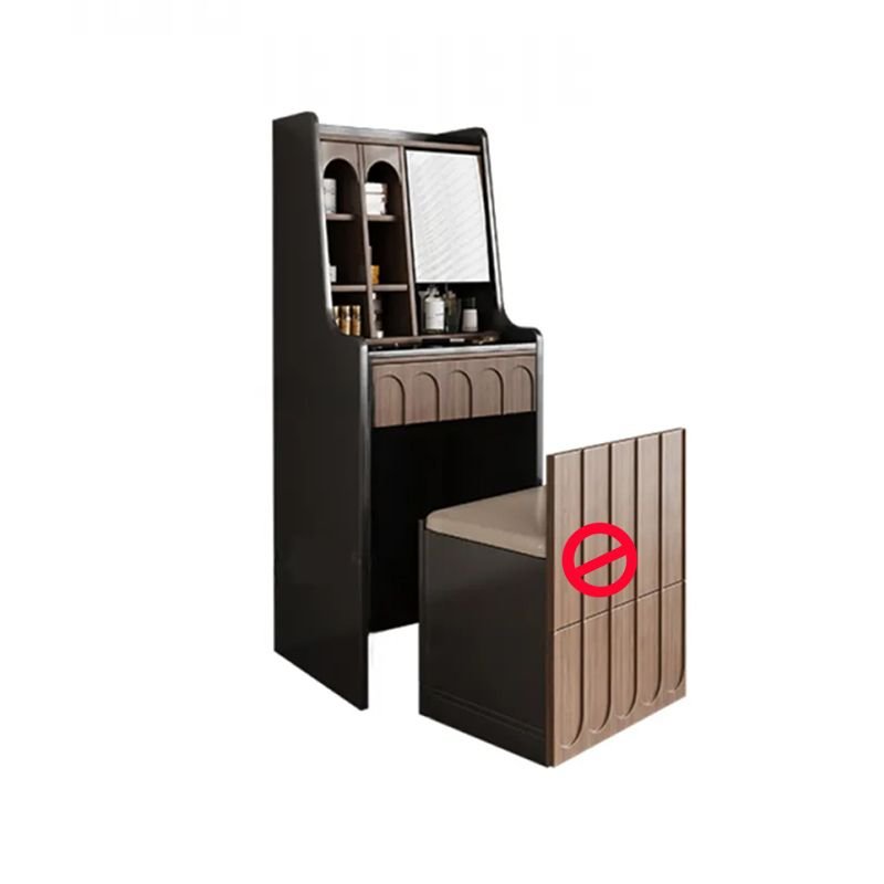 No Floating 2-in-1 Ground Multi-Purpose Makeup Vanity with Push-Pull Drawers & Tabletop Storage, Dividers Included, Brown, 20"L x 18"W x 51"H