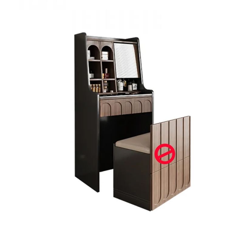 No Floating 2-in-1 Flooring Multi-Purpose Makeup Vanity with Push-Pull Drawers & Tabletop Storage, Dividers Included, Brown, 24"L x 18"W x 51"H