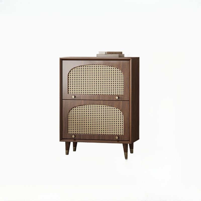 2 Doors Modern Simple Style Cocoa Narrow Sideboard with Flexible Shelf, Larder & Closet, 24"L x 16"W x 39"H