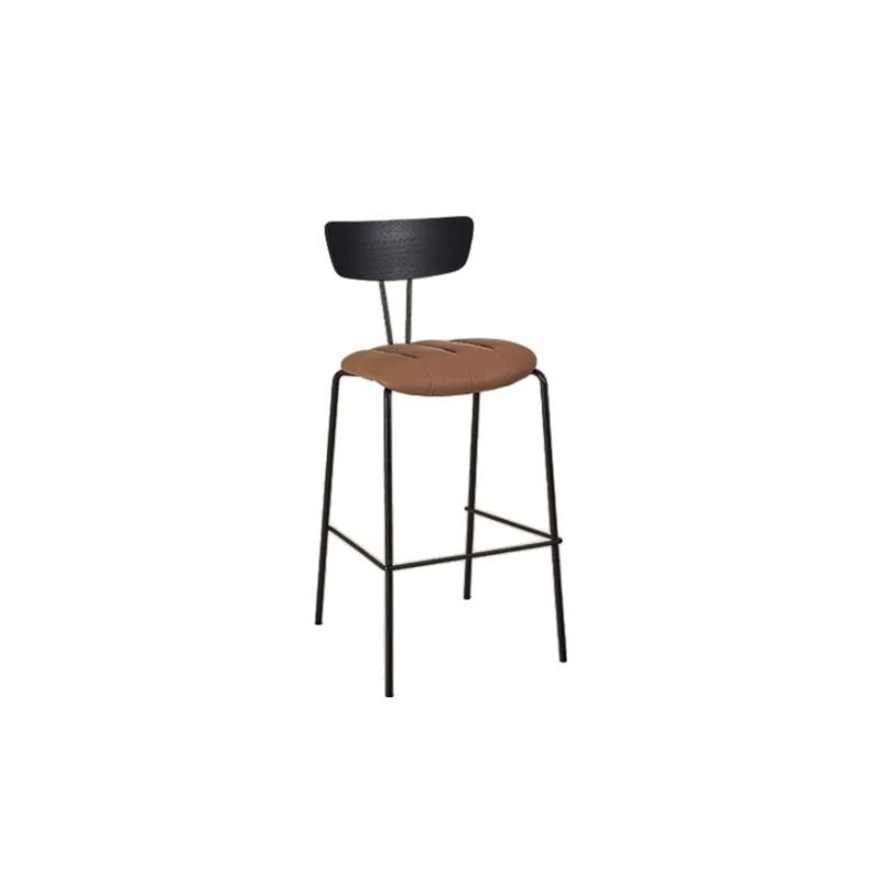 Cappuccino Tabouret with Exposed Back Bistro Stool, PU (Polyurethane), Black/ Khaki, Counter Stool(26"H)