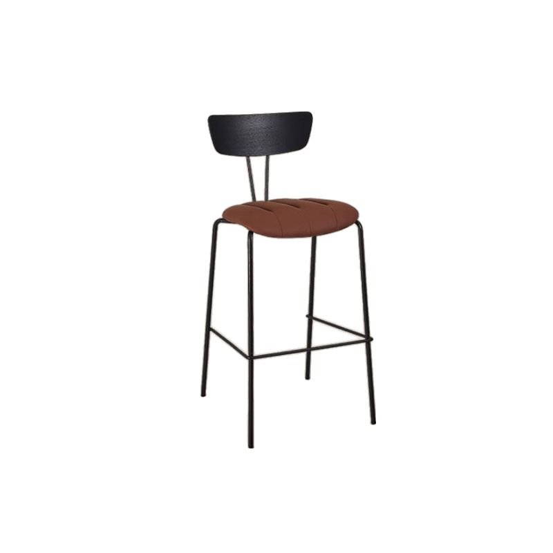 Cappuccino Tabouret with Exposed Back Bistro Stool, PU (Polyurethane), Black-Brown, Bar Stool(30"H)