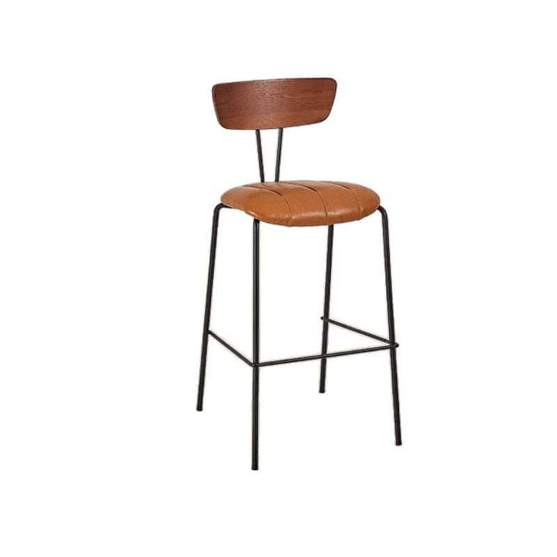 Cappuccino Tabouret with Exposed Back Bistro Stool, Genuine Leather, Brown, Bar Stool(30"H)