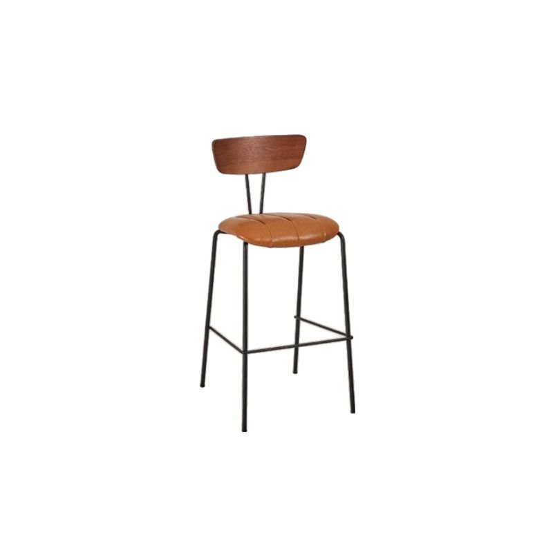 Cappuccino Tabouret with Exposed Back Bistro Stool, Genuine Leather, Brown, Counter Stool(26"H)