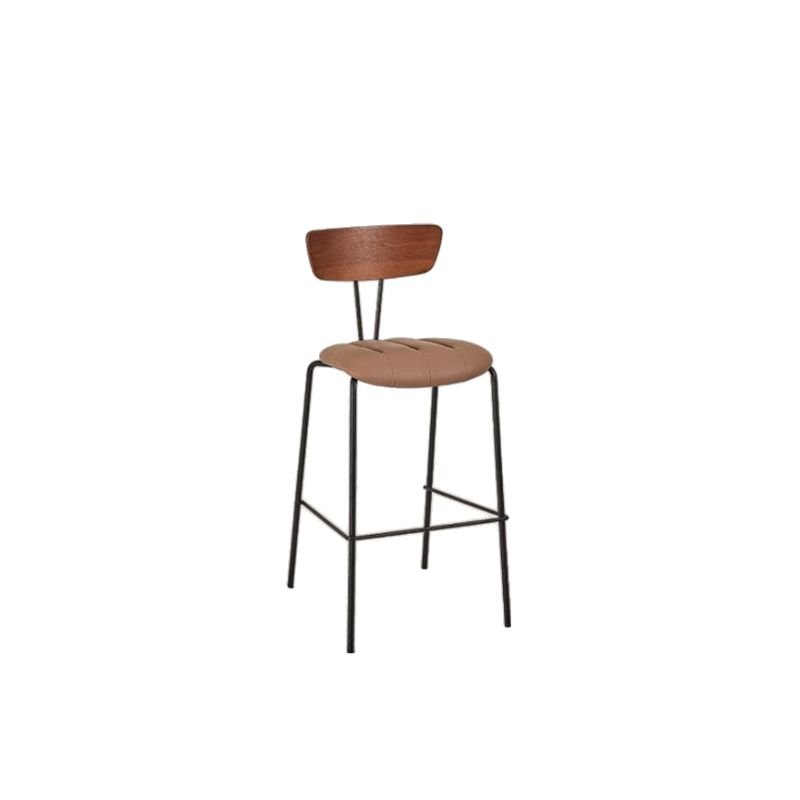 Cappuccino Tabouret with Exposed Back Bistro Stool, PU (Polyurethane), Dark Brown/ Khaki, Counter Stool(26"H)