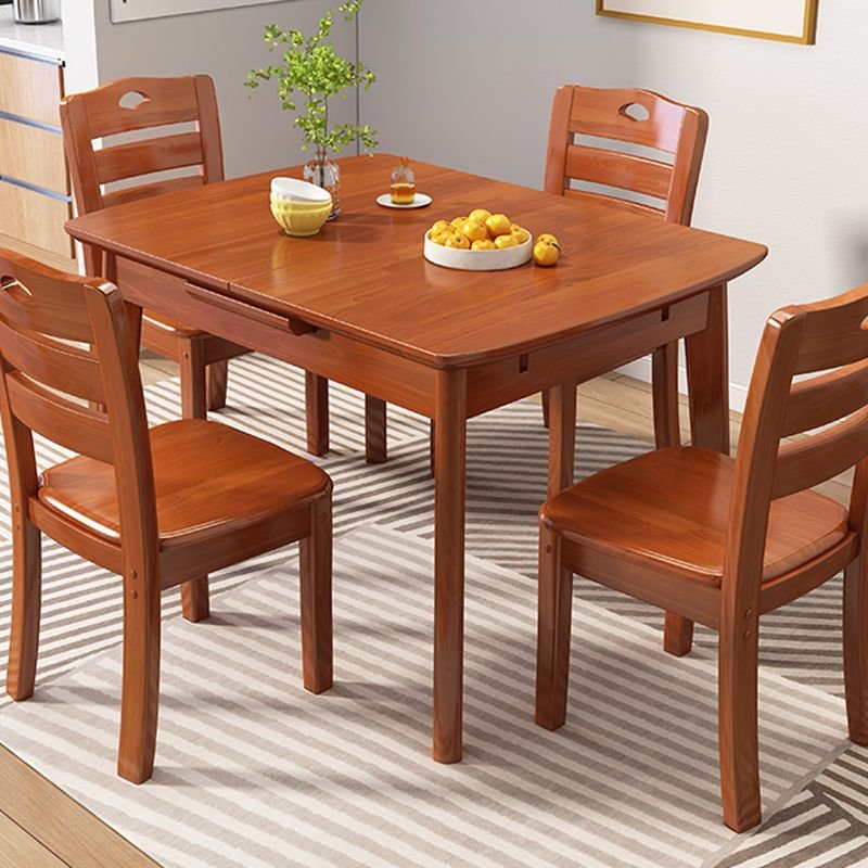 Casual Rectangle Dining Table Set with 4-Leg, Built-in Leaf and a Natural Wood Tabletop, Table, 1 Piece, Crimson, 43.3"L x 31.5"W x 29.9"H