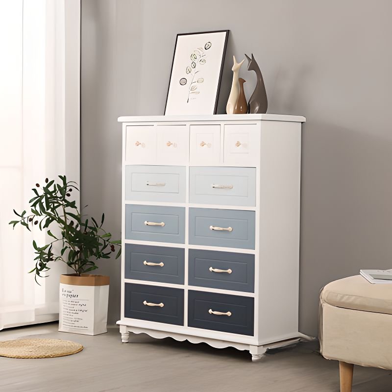 12 Drawers Modern Stained Dove Grey Console Dresser, 31"L x 13"W x 40"H