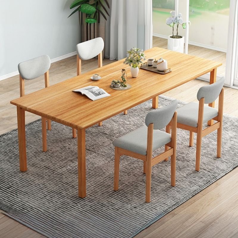 Casual Natural Wood Dining Table Set with Amber Wood Table and Upholstered Chairs for Seats 4, Table & Chair(s), 5 Piece Set, 63"L x 23.6"W x 29.5"H