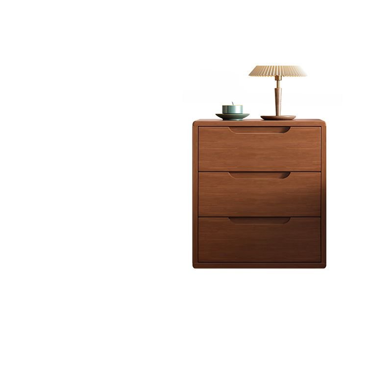 3 Tiers Modern Simple Style Natural Wood Nightstand With Drawer Storage, Nut-Brown, 18"L x 16"W x 18"H, 3 Drawers