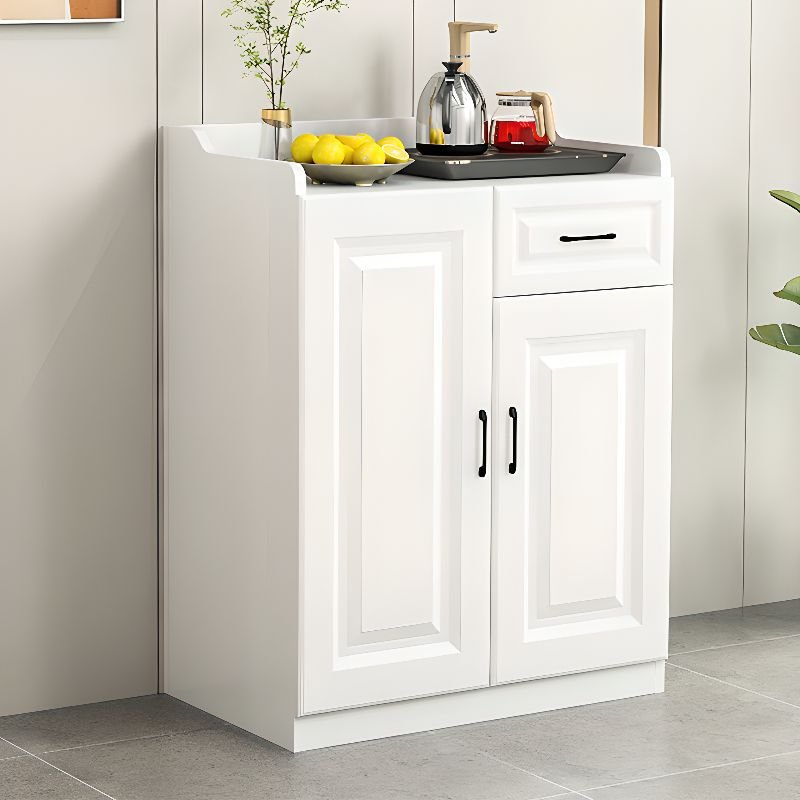 2 Doors Chalk Narrow Countertop Server with Drawers and Adjustable Shelves, 1 Drawer, 27.6"L x 11.8"W x 35.4"H, Wood