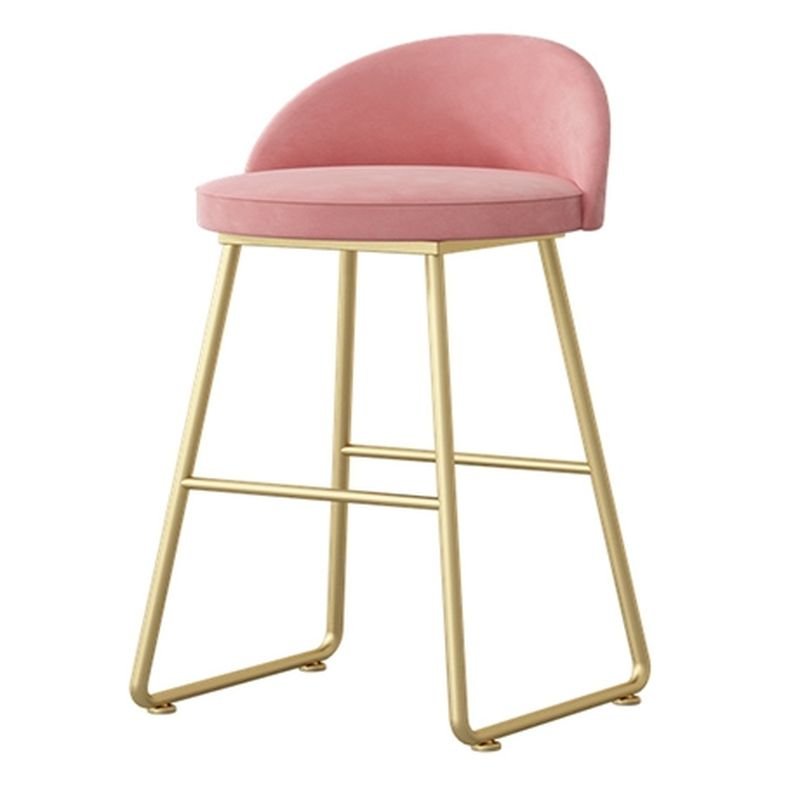 Carnation Glamorous Round Cushioned Pub Stool with Backrest and Foot Platform, Pink, Short Stool(18"H)