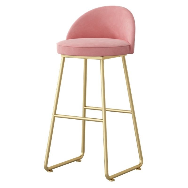 Carnation Glamorous Round Cushioned Pub Stool with Backrest and Foot Platform, Pink, Bar Stool(30"H)