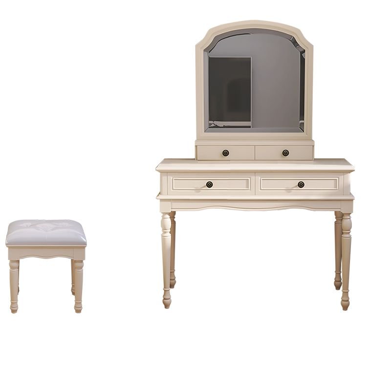 Antique Pine Wood Dressing Table Push-Pull No Floating Dressing Table, Makeup Vanity & Stools, 47"L x 20"W x 62"H