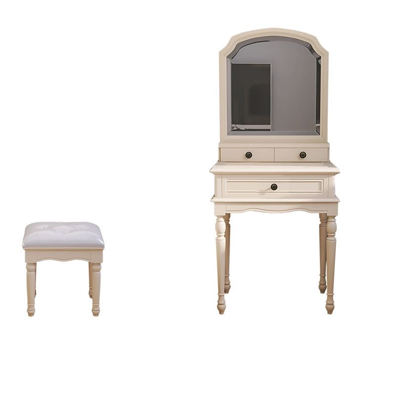 Classic Pine Wood Dressing Table Push-Pull No Floating Dressing Table, Makeup Vanity & Stools, 20"L x 16"W x 60"H