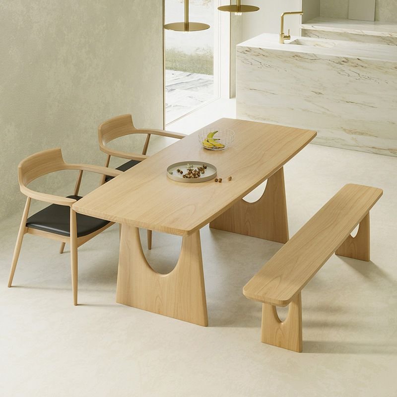 Casual Dining Table Set with Sand Backless Bench, Bench(es), 1 Piece, 47"L x 12"W x 18"H
