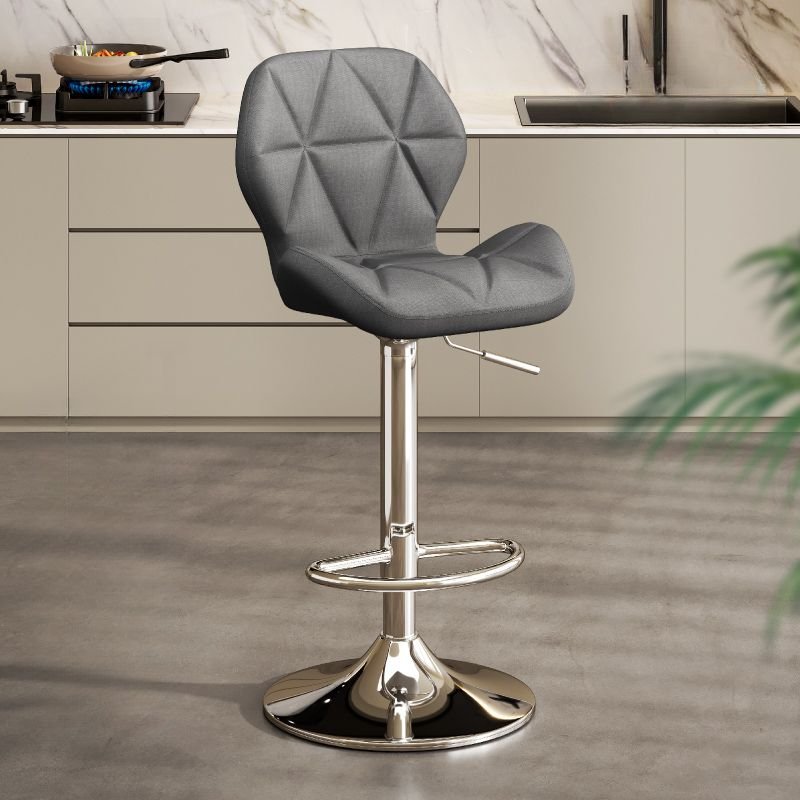 Wing Chair Pub Stool with Turn Stools Design and Stitch-tufted Detail, Grey