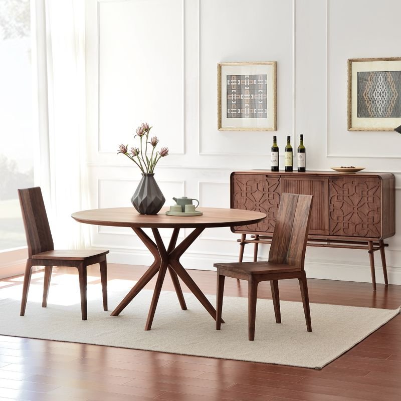 Casual Solid Pine Dining Table Set with Chairs for Seats 2, 3 Piece, Solid Back, 35.4"L x 35.4"W x 29.5"H, Table & Chair(s)