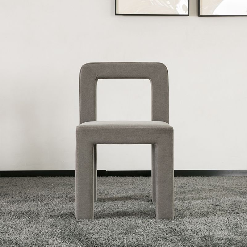 Bordered Armless Chair with Foot Pads and Balanced Stability, Grey
