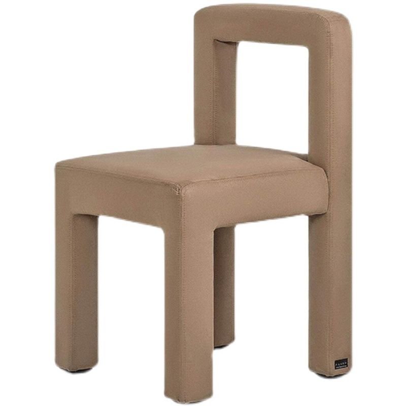 Bordered Armless Chair with Foot Pads and Balanced Stability, Khaki