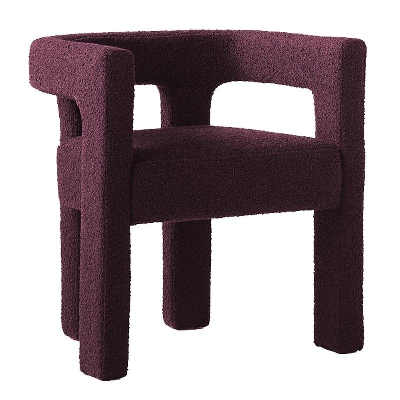 Art Deco Grape Color Reliable Uncovered Back Arm Chair with Armrest and Polyurethane in Timber legs, Purple
