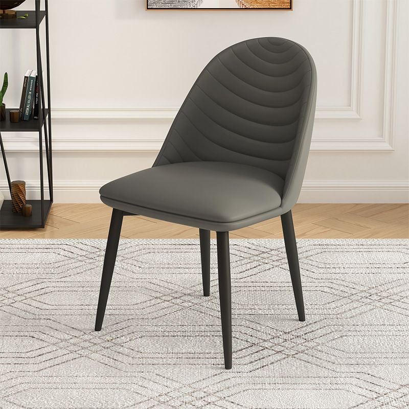 Dining Room Armless Chair with Puckered Pleats, Outlined Frame, and Sturdy Build, Grey