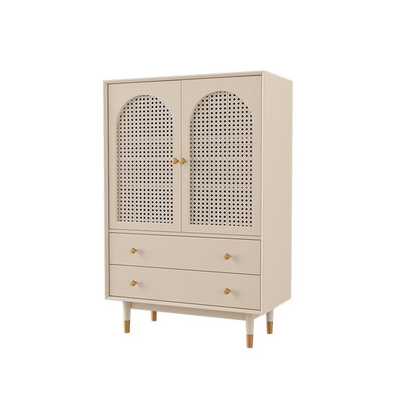 1 Cabinet & 2 Drawers & 2 Interior Shelves Independent Ink Straight Leg Sitting Room Utility Cabinet , Wicker & Rattan, Beige