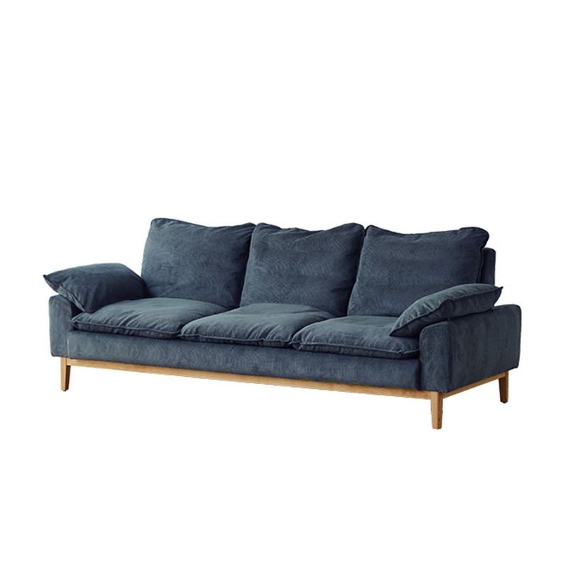 Casual Straight Horizontal Sofa with Cherry Wood Frame, Blue, 86.6"L x 36.6"W x 29.5"H, Corduroy