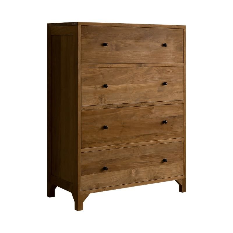 4 Drawers Trendy Neutral Wood Tone Elm Wood Vertical Lingerie Chest for Master Bedroom, 35"L x 18"W x 47"H