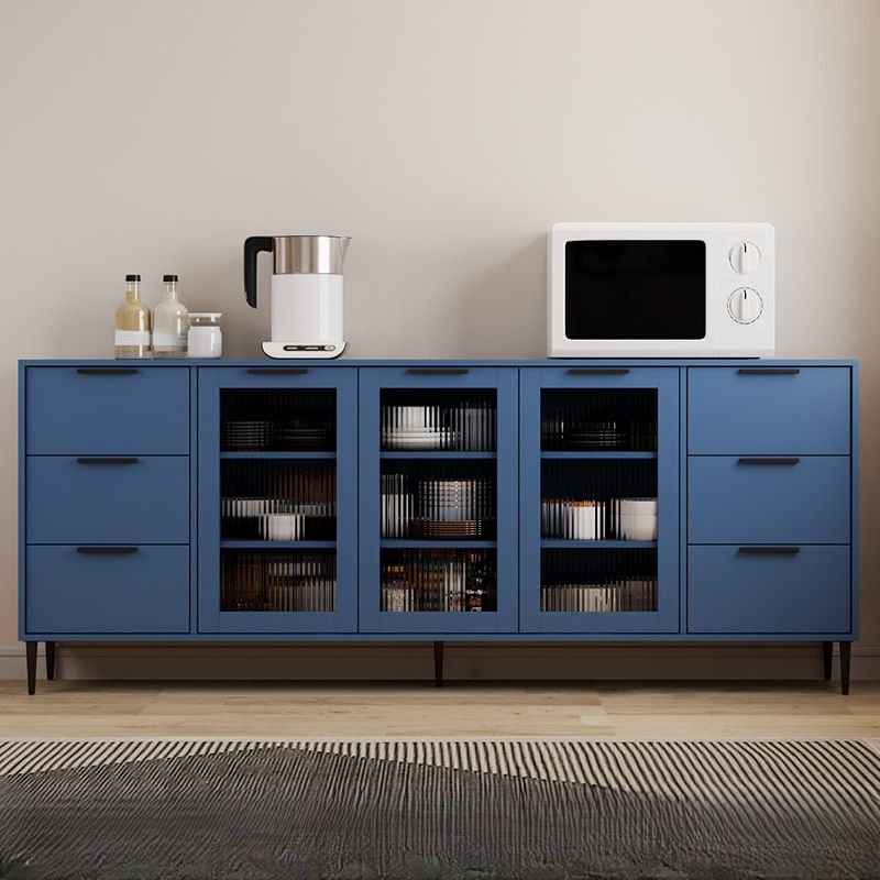 Wide Azure Flooring Sideboard with 6 Drawers, 77"L x 12"W x 31"H