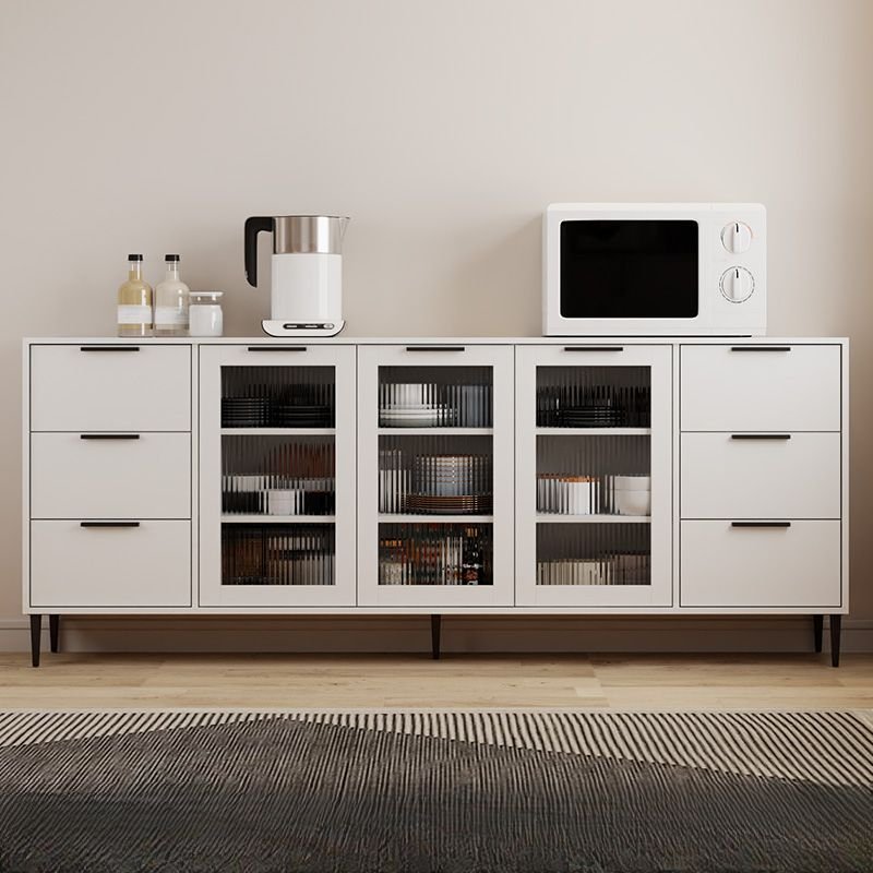 Wide Flooring Sideboard with 6 Drawers for Spacious Storage, White, 77"L x 12"W x 31"H