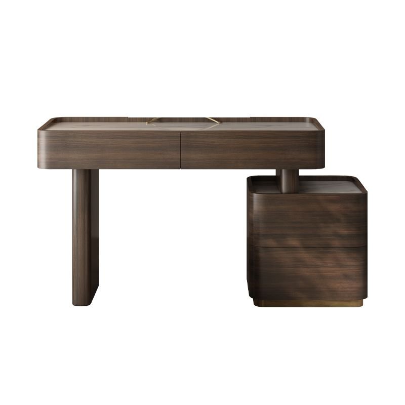 Art Deco Brown Dressing Table Scalable No Floating Dressing Table for Bedroom, Makeup Vanity (31") & Dresser(18")
