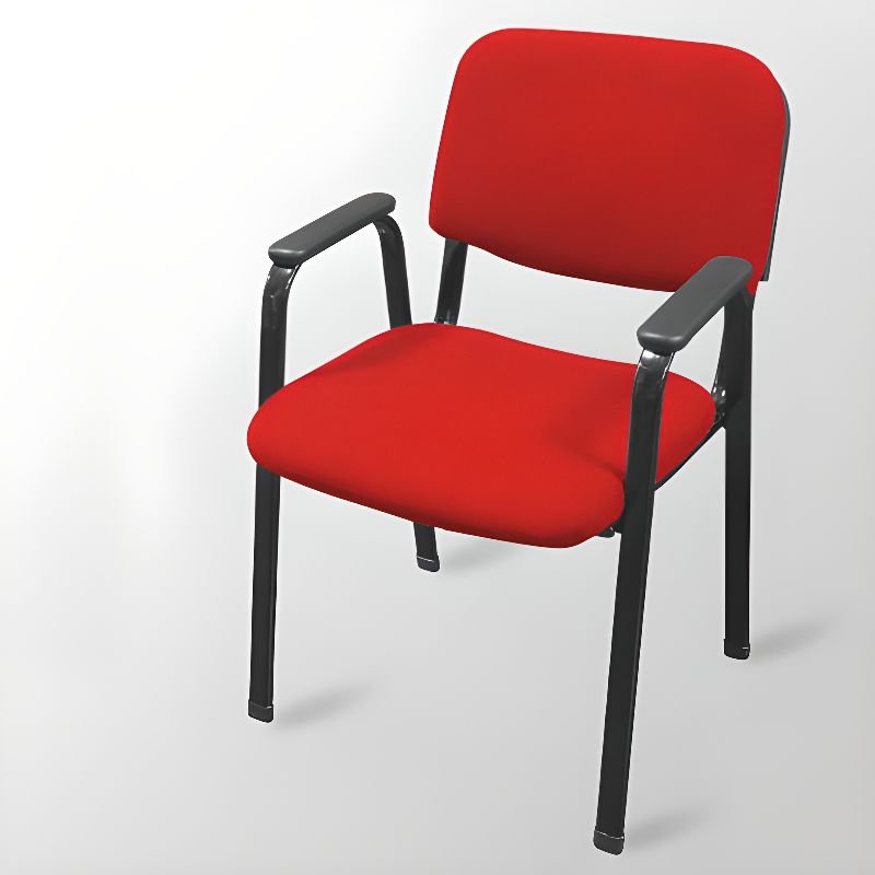 Ergonomic Ruby Upholstered Fixed Arms Study Chair in a Trendy Style, Without Writing Pad, Red