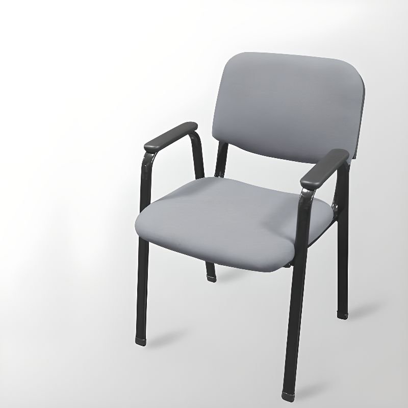 Ergonomic Grey Upholstered Fixed Arms Studio Chairs in a Modish Style, Without Writing Pad, Grey