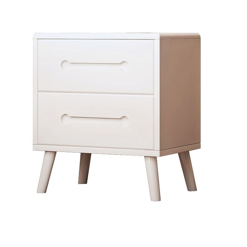 2 Tiers Minimalist Natural Wood Nightstand With Drawer Storage, Warm White