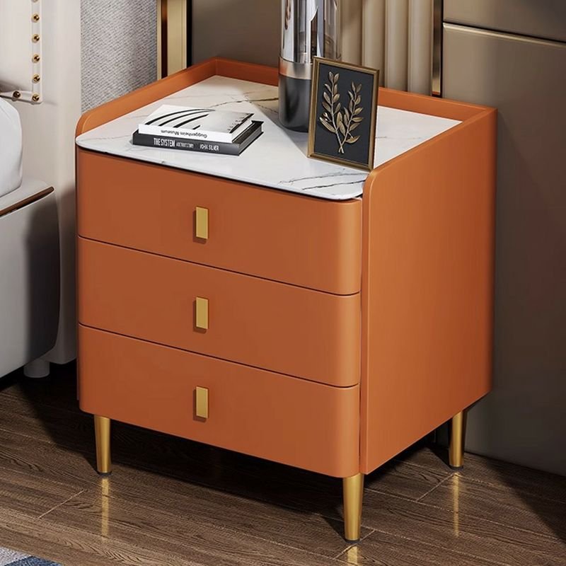 Trendy Stone Citrus Color Nightstand With Drawer Organization, 14"L x 16"W x 24"H