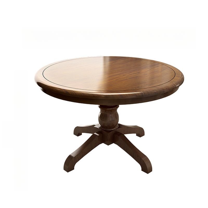 Vintage Round Dining Table Set in Medium Wood with a Tabletop in Ash for 4 Chairs, Table, 1 Piece, 51.2"L x 51.2"W x 31.1"H