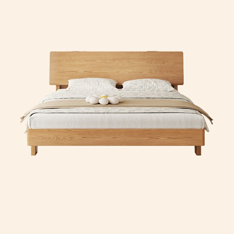 Unfinished Color Wooden Frame Storage Panel Bed with Panel Headboard Bedroom, Tool-Free Assembly, 59"W x 79"L