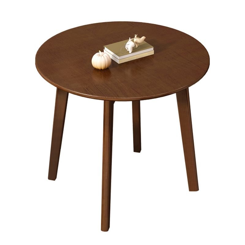 Casual Fixed Circular Dining Table Set with 4 Legs and a Natural Solid Wood Top in Cocoa for Seats 2, 1 Piece, Nut-Brown, 23.6"L x 23.6"W x 29.5"H, Table