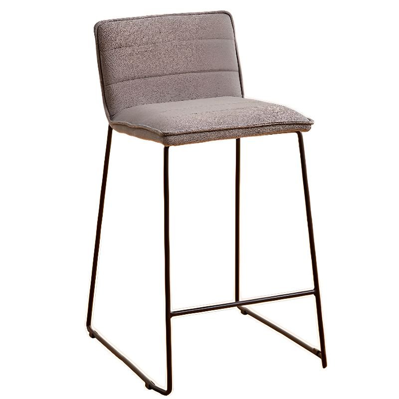 Scandinavian Geometric Figure Gray Cushioned Bistro Stool with Back and Foot Support, Counter Stool(26"H), Dark Gray