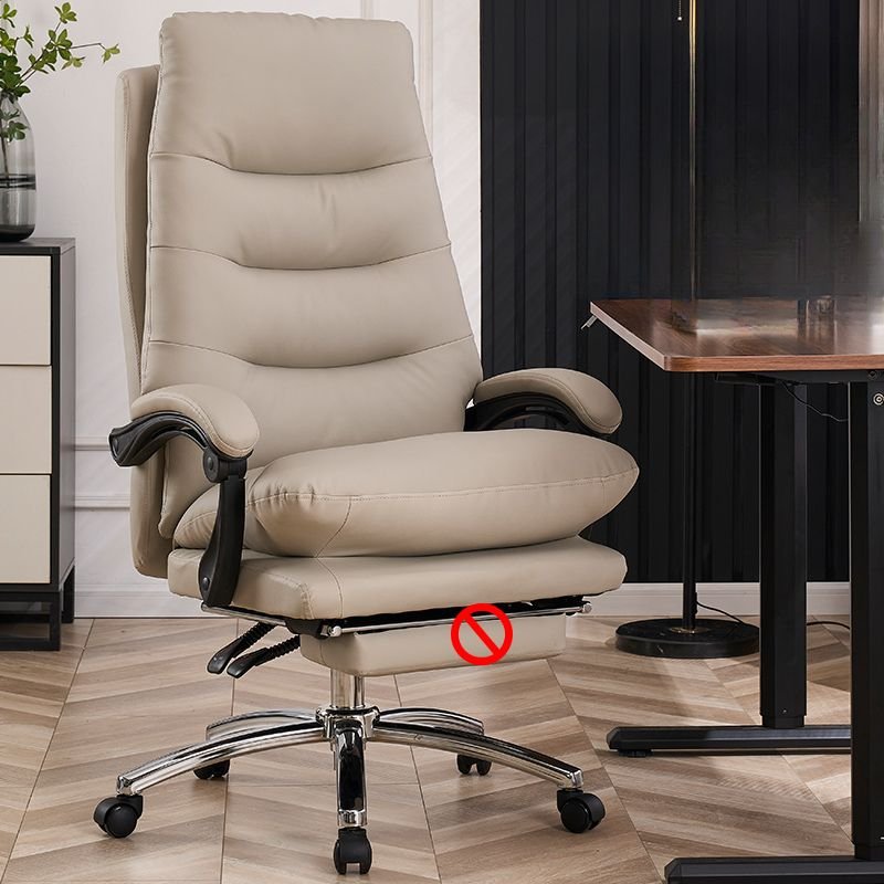 Art Deco Ergonomic Hideskin Executive Office Chair in Dove Grey with Armrest, Caster Wheels and Adjustable Back Angle, Light Gray, Without Footrest, Microfiber Leather