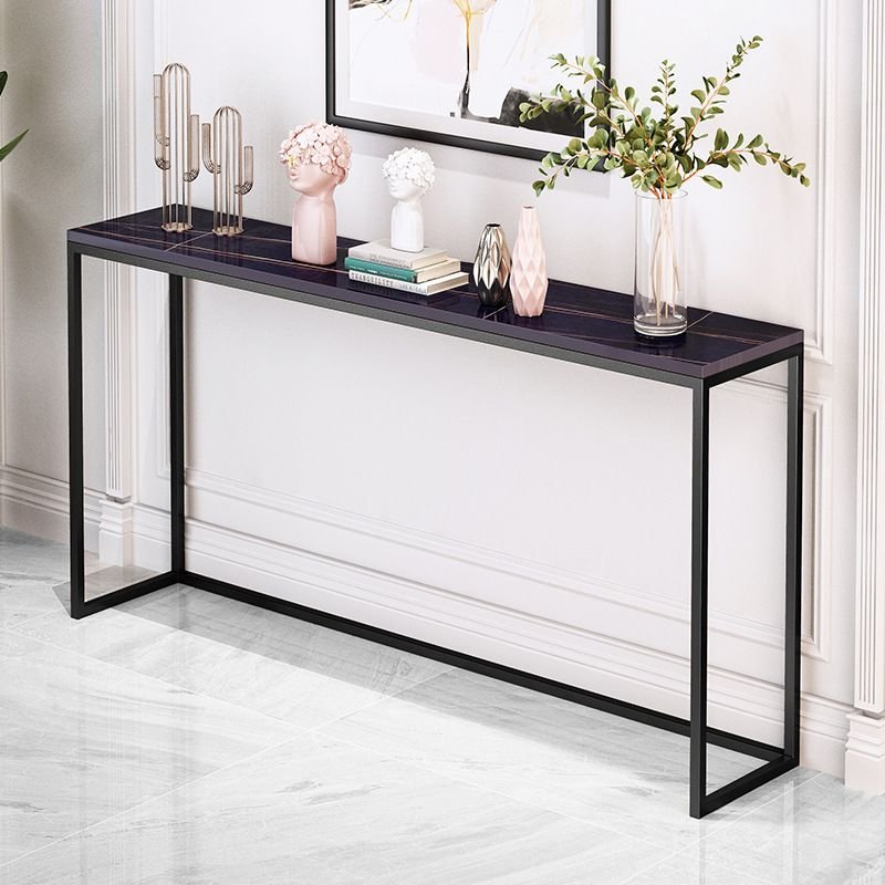 1 Piece Casual Black Rectangle Frame Console Table, Rock Beam, 47"L x 10"W x 33"H