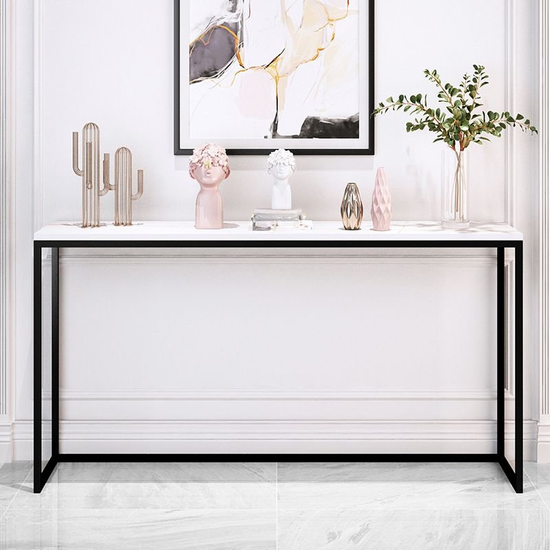 1 Piece Modern Simple Style Rectangle Chalk Faux Marble Frame Entryway Table, 47"L x 10"W x 33"H