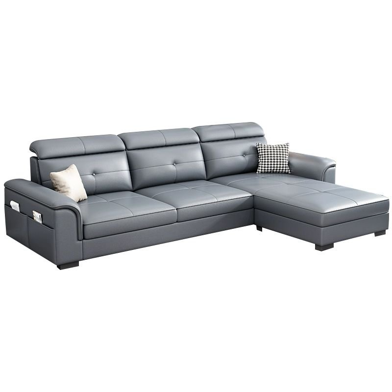 Elegant Tech Cloth Sectional Sofa in L-Shape Design with Cozy Seat Cushions - Tech Cloth Dark Gray Latex