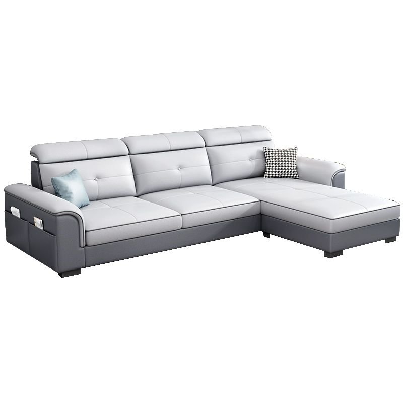 Elegant Tech Cloth Sectional Sofa in L-Shape Design with Cozy Seat Cushions - Tech Cloth Dark Gray/ Light Gray Latex