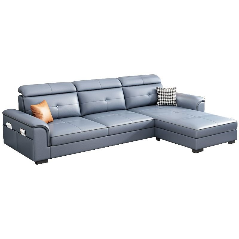 Elegant Tech Cloth Sectional Sofa in L-Shape Design with Cozy Seat Cushions - Tech Cloth Airy Blue Latex