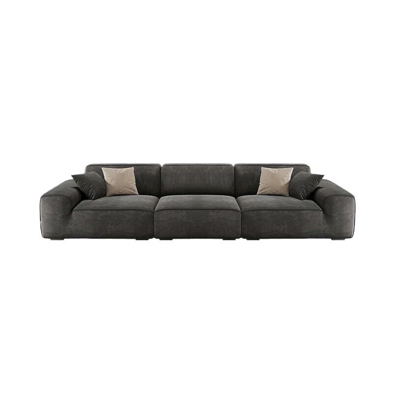 Grey Horizontal Straight Sofa 2 Piece Set Seats 3 with Recessed Arm, Tear Resistant, 134"L x 39"W x 29.5"H, Abrasive Cloth, Sponge