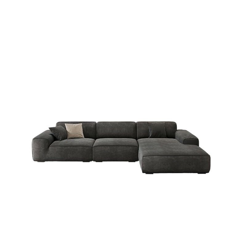 L-Shape Right Hand Facing Sofa Chaise 3 Pc 3 Person with Recessed Arm & Chaise Component, Tear Resistant, 142"L x 63"W x 30"H, Abrasive Cloth, Sponge
