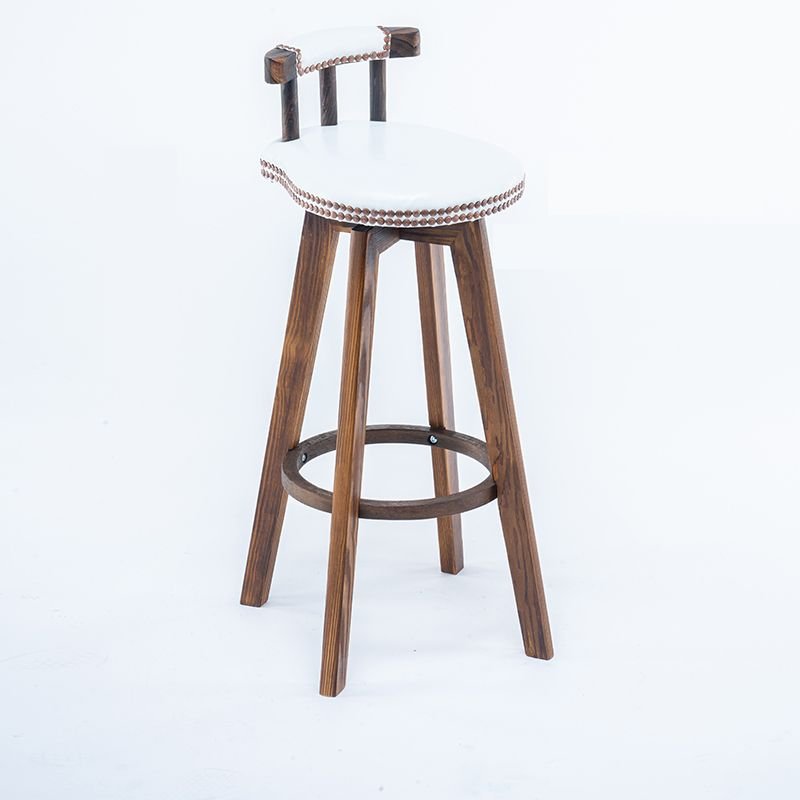 White Stud Trim Bistro Domed Back Bar Stools, Gyrate Stools, Brown, White