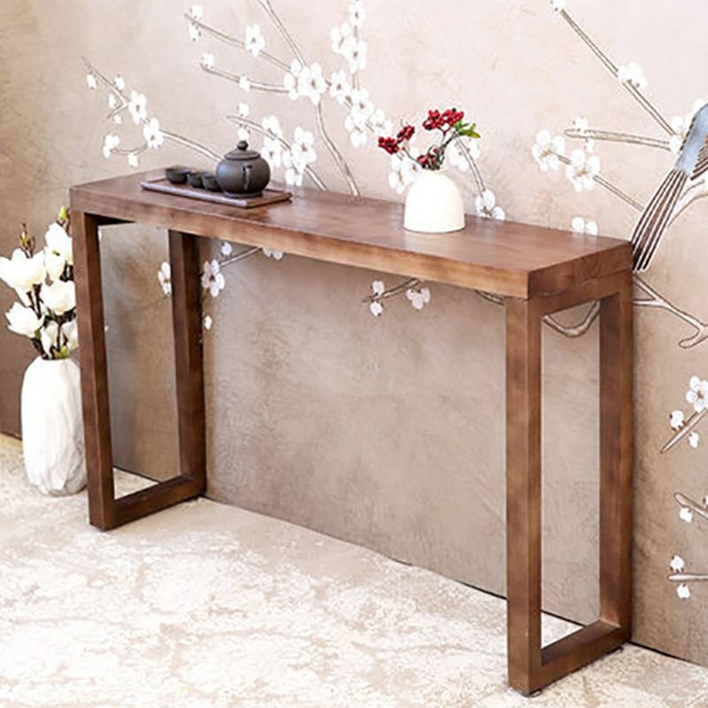 Wood Unfinished Standing Accent Console Tables 1 Piece Set, Drawers Not Included, Walnut, 47"L x 12"W x 33"H