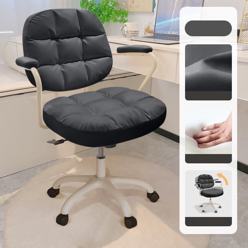 Ergonomic Tilt Available Ink Lifting Swivel Faux Leather Studio Chairs with Back, Armrest and Caster Wheels, Black, Nylon