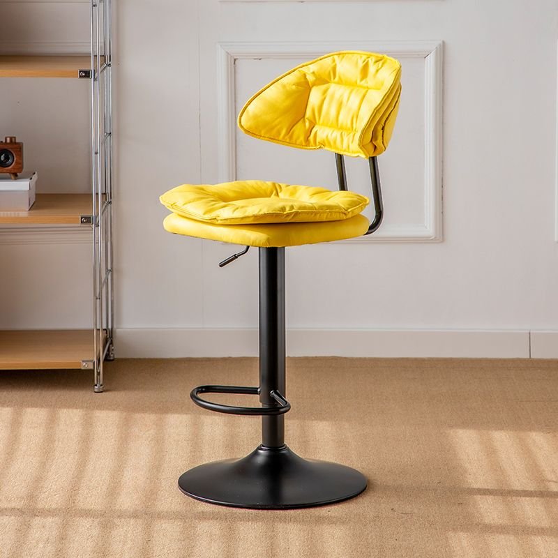 Air-operated Pub Stool in Lemon Color for the Bar with Foot Support T-base Stool, Gloss Yellow, Black